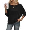 WNEEDU Maglione Donna Invernale Pullover Autunno Maglia Leggera Elegante | Scollo a barchetta, spalle scoperte, maniche a pipistrello, per leggings