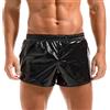 Amy Coulee Boxer sexy da uomo Shiny Metallic Shorts lucidi corti glitter pantaloni discoteca, Nero , L