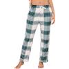 Vlazom Pantaloni del Pigiama Donna Flanella Pantalone Pigiama Invernali a Quadri con Tasche e Vita Regolabile，Verde，M