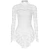 RUNQHUI - Vestito da donna per pattinaggio artistico, in pizzo, a maniche lunghe, da danza/ginnastica, L