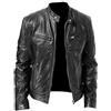 Generico Giubbotto da Uomo in Pelle Sintetica da Moto Stile Vintage Bomber Giacca on Zip Antivento Giubbino Primaverile