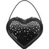 Braccialini Shape Borsa a tracolla in pelle dalla forma di cuore, impreziosita da una cascata cristalli luminosi sfumati dall'antracite al nero che donano luce e raffinatezza. Dotata di manico