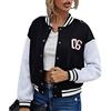 Loalirando Giacca Corta da Donna Primaverile College Giacca da Baseball Uniform Cappotto Monopetto Letter Ricamo Bomber per Ragazze S-L (Nero, L)