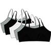 Belvian Reggiseno da allenamento per bambine, confezione da 5, primo reggiseno, 100% cotone, età 7-16 anni (bianco o pastello), Nero-grigio-bianco, 15-16 Anni