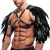 XINCHIA Armatura da cavaliere vichingo medievale gotico con piume, imbottitura in pelle, protezione per spalla singola/doppia, stile steampunk, costume retrò steampunk, per travestimenti di Halloween e