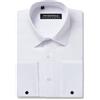 MrDoubleCollar, Camicia da uomo con doppio colletto, bianca, formale, aderente, a maniche lunghe, con gemelli in metallo, bianco, 3XL