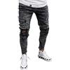 Chickwin Chickw11 Pantaloni Jeans da Uomo, Eleganti Skinny Strappati Elasticizzati da Denim Denudati Caviglia Slim Fit con Zip (S, Nero)