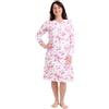 Leedya Camicia da Notte Donna Estiva Made in Italy Maniche Lunghe (984 Fiori Rosa TG XL)