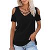 FFWTPY Maglietta Manica Corta Donna off Spalla T-Shirt con Scollo a V Crocevia Incrociata Tagliata Estive Maglia Casual Tinta Unita Larghe Elegante Moda Top Camicia