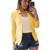 YMING Cappotto Casual da Donna Blazer Corto in Tinta Unita Cardigan Manica Lunga con Bavero Giallo L