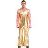 Yruioon Tuta da uomo metallizzata lucida con pantaloni a zampa anni '70 anni '80, hippie discoteca, festival, carnevale, feste, clubwear