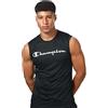 Champion Canotta da uomo in maglia con logo script senza maniche Top nero 217091 Nuovo, Grigio, S