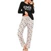 Litherday Pigiama Donna Cotone Due Pezzi Manica Lunga Scollo V Pantaloni | Cotone elasticizzato, scollo V, manica lunga, stampa stelle, pantaloni lunghi coordinati, lavaggio facile, casa notte relax
