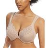 Curyon Reggiseno con Chiusura Frontale da Donna con Ferretto Senza Imbottitura Dorso a U Pizzo Floreale Coppe Intere Taglie Grandi Sostegno Forte Seno Abbondante Reggiseni Classici Beige 2G