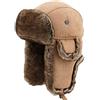 Insun Unisex Cappello Aviatore Pelle Scamosciata Cappello Invernale Ushanka Cosacco in Finta Pelliccia Cammello Stampato L