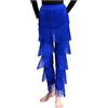 RUNQHUI Pantaloni da danza latina con frange da donna, pantaloni da danza Rumba Tango Chacha Salsa, costume da ballo, A Blu Royal, L