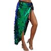 Hansber Paillette Rock Donna Lungo Scintillante Avvolgente Gonna Sirena Coda di Pesce Gonna Anca Tubino Legare Lato Carnevale Carneval Verde M
