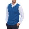 Generic Gilet di lana da uomo gilet in maglia con scollo a V senza maniche pullover tinta unita gilet casual maglione canotta intrecciata a maglia vestibilità regolare gilet invernale gilet slim fit, Blu, XL