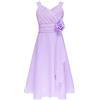 Doomiva Abito da Damigella in Chiffon per Bambina Ragazza Vestito da Principessa Scollo Cuore Vestito da Cerimonia con Fiori Abito da Sposa Sera Comunione 5-16 Anni