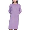 Generic Camicia da notte da donna, a maniche lunghe, con bottoni, taglie dalla M alla 3XL, tinta unita e motivo floreale, in cotone, ideale per anziani e nonne in cura