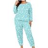 Generico Pigiama Donna Oversize Stampa Pigiama Cotone Invernale Pigiami Elegante Lungo Leggero Abbigliamento da Notte Morbido e Confortevole Set Due Pezzi Maniche Lunghe Tuta da Casa