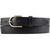 BELTINGER Cintura da donna in pelle bovina con fibbia dorata 3 cm | Cintura in pelle da donna 30 mm | Cintura Chino, Nero, oro, 130 cm (Gesamtlänge 145 cm)