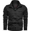 LOIJMK Bomber da uomo con colletto alto, tinta unita, con cerniera, con tasche multiple, slim fit, giacca invernale da uomo, termica, per il tempo libero, tinta unita, casual, classico vintage, Nero , XXL