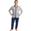 Leedya Pigiama Uomo Lungo in Cotone Invernale Interlock 100% - Stile e Comfort - Pigiama Morbido per Le Notti Invernali - Polsini No Stress