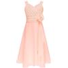 Doomiva Abito da Damigella in Chiffon per Bambina Ragazza Vestito da Principessa Scollo Cuore Vestito da Cerimonia con Fiori Abito da Sposa Sera Comunione 5-16 Anni