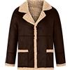 WOXIHUAN Giacca in vera pelle da uomo Giubbotto con pelliccia sintetica Invernale Lunga Calda Giacca di Transizione Ccasual da Lavoro Caffè XXXXXL