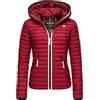 Navahoo Giacca da donna trapuntata per la mezza stagione, stile corto, con cappuccio Kimuk Prc, XS-3XL, rosso sangue, S