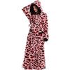 Surwin Accappatoio Microfibra Uomo Donna, Accappatoio Lungo Invernale con Tasche e Cintura Vestaglia da Bagno Invernale Morbido Caldo per Bagno, Doccia (Stampa leopardata rosa,Taglia unica)
