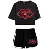 LKY STAR Hazbin Hotel T-Shirt e Corti Sets Anime Angel Dust/Charlie/Lucifer Cosplay Tops e Pantalone 2pcs per Donna Ragazze