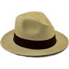 Tumia LAC Tumia - Cappello Panama in Stile Fedora Originale - Arrotolabile - Tessuto a Mano. 60cm. Paglia Naturale, Nastro Marrone