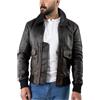 SHOP OF JACKETS LIMITED Giacca da aviatore bomber in vera pelle da uomo | Con collo in pelliccia artificiale staccabile | Giacca in pelle invecchiata da uomo