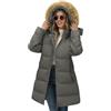 Yuson Girl Cappotto da Donna Invernale Lungo Elegante Giubbotto Imbottito Pesante Vento Piumino Giacca con Cappuccio in Pelliccia Staccabile Parka Casual Caldo Giaccone Outdoor(Grigio, L)