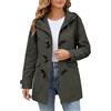 CMTOP Giacca Primaverile Donna Giubbotto Casual in Cotone Elegante Cappotto con Bottoni in Corno Leggera Utility Jacket con Cappuccio Militare Giacche Primavera Autunno(Verde Militare, L)