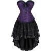 WLFFW Corsetto Floreale e Gonna Tutu Corpetto Donna Gotico M Nero Viola