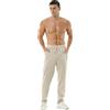 Hoerev Pantaloni da corsa casual da uomo in cotone harem, Beige, L