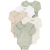 Kindsgard Body a maniche lunghe trunder, confezione da 5, 100% cotone biologico, certificato Oeko-Tex, morbido, traspirante e facile da pulire, con bottoni automatici, 5 pezzi_beige, 62