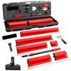 Xenmekrx Set Lama per Rasatura Inox 15cm-100cm, Manico Telescopico 120cm, Custodia per Finitura Cartongesso, Lisciatura Soffitto, Stuccatura, Attrezzi Cantiere, Edilizia(Red)