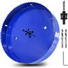 Luomorgo Sega a tazza da 210 mm con albero, profondità di taglio da 1 1/4, taglierina bimetallica HSS con codolo esagonale, adattatore per punte per trapano per legno, cornhole Board, plastica