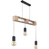 Globo lighting Lampadario a sospensione a 3 luci Joelle in metallo nero opaco e pallet in legno 3XE27 54030-3PH/40