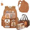Dujuanus Zaino Capibara, simpatico zaino Capibara di grande capacità per la scuola, borsa da scuola per bambini Kawaii, set regalo per il nuovo semestre con astucci e borse porta pranzo (Marrone)