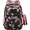 CYGMRFH Zaino Scuola Bambina Rosa con Trousse Coordinata Stampa Capybara 3 Scomparti Grandi Tasche Interne Spallacci Regolabili Zaino Oxford Impermeabile per Scuola Elementare Asilo Bambine