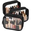 Moyad Set 3 Beauty Case Imbottito TSA Liquidi Trasparente Aereo Kit Nero S