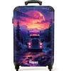 NoBoringSuitcases.com NoBoringSuitcases© Valigia Cabina Bambino Bambini Trolley Da Viaggio | 55x35x20 cm - Bagaglio A Mano Aereo Rigido Leggerissimo 4 Ruote Valigie Camion - Notte - Neon