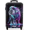 NoBoringSuitcases.com NoBoringSuitcases© Valigia Cabina Bambino Bambini Trolley Da Viaggio | 55x35x20 cm - Bagaglio A Mano Aereo Rigido Leggerissimo 4 Ruote Valigie Leone - Cyberpunk - Mistico