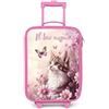 NoBoringSuitcases.com NoBoringSuitcases© Valigia Rosa Per Bambini Personalizzato Con Un Nome | 48x31x19 cm - Bagaglio Ultraleggero Trolley A Mano Rigidi LED Ruote Valigie Neonato - Ragazze - Gattino - Farfalle - Viola