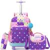 HTgroce Zaino Trolley Scuola Elementare Bambina Stella- Set 3 in 1 con Borsa e Astuccio - Zainetto con Ruote per Scuola e Viaggio